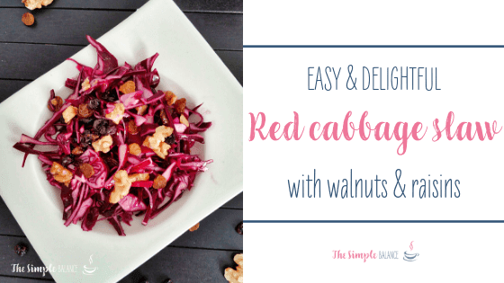 Red cabbage slaw with walnuts and raisins 1