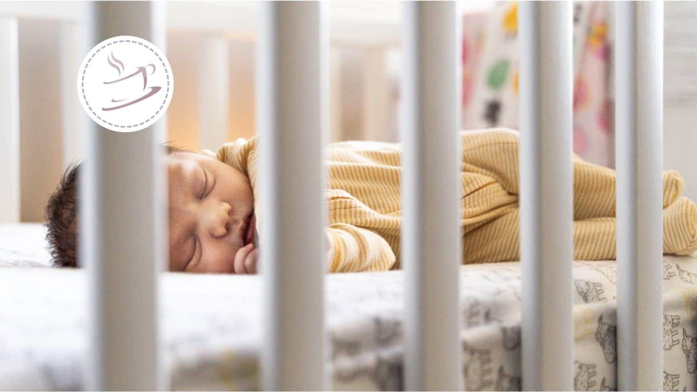 Cozy baby sleeping peacefully in a crib, radiating warmth and innocence under soft light.