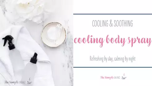Cooling Body Spray - 3 homemade solutions that soothe your skin 1 a white flower next to a bottle of liquid