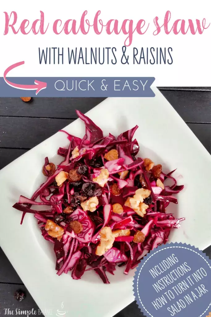 Red cabbage slaw with walnuts and raisins 6 Red cabbage slaw with walnuts and raisins 5