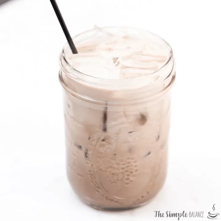 Iced latte in glass jar