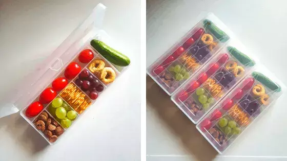 25 handy tips: Road trip with babies & toddlers 32 a plastic container with food in it