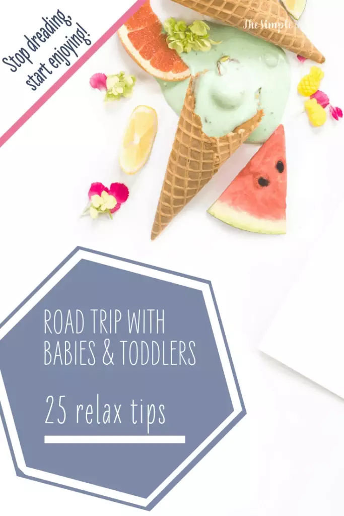 25 handy tips: Road trip with babies & toddlers 54 a poster of a road trip with ice cream and fruit