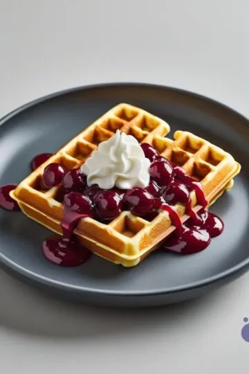 How to Make German Waffles: The Delicious Bergische Waffeln 4 Delicious German waffles topped with cherry sauce and whipped cream make a tempting breakfast treat.