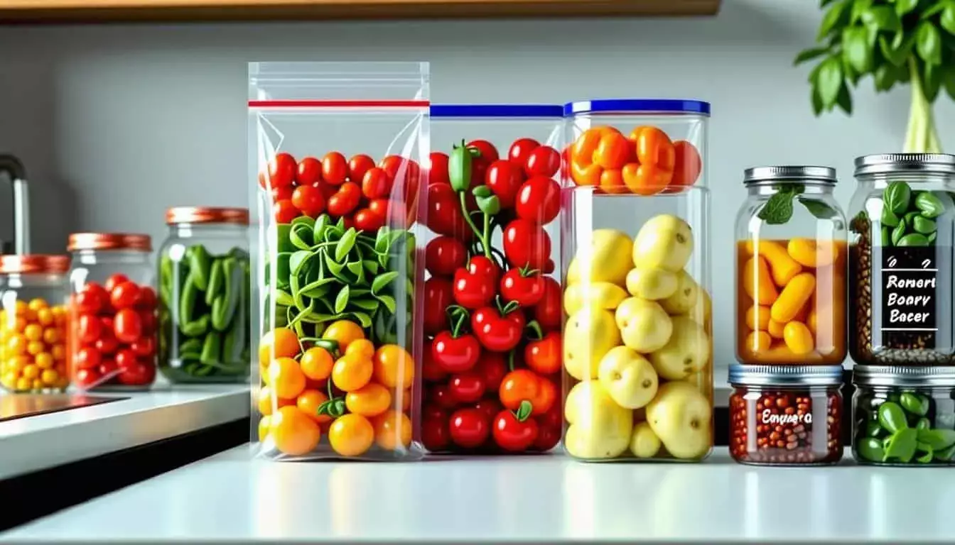 11+ Genius Kitchen Hacks You Wish You Knew Sooner 2 a group of plastic bags of vegetables - a kitchen hack