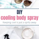 a towel and sunglasses with a spray bottle and cotton swabs