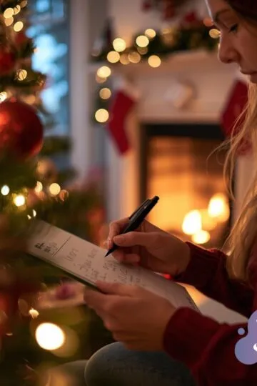 Writing a Christmas storage list.