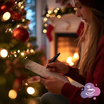 Writing a Christmas storage list.