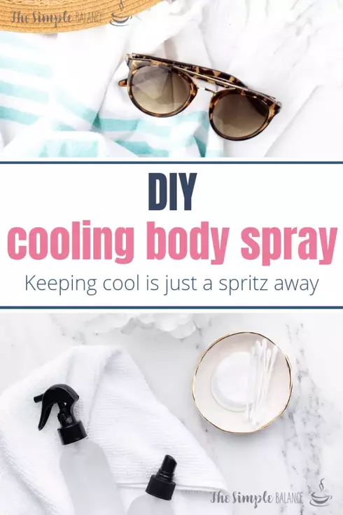 Cooling Body Spray - 3 homemade solutions that soothe your skin 10 a towel and sunglasses with a spray bottle and cotton swabs