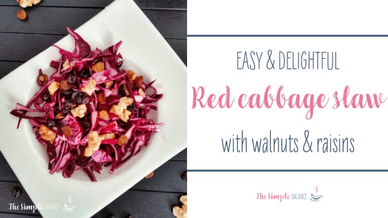 Red cabbage slaw with walnuts and raisins 1