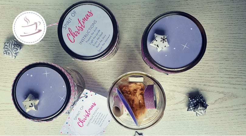 DIY gift idea: 15 Minutes of Christmas in a jar 6 different Spirit of Christmas jars from above