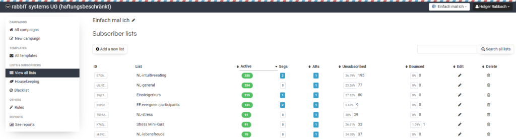 How we switched from Mailchimp to Sendy 2 Sendy interface screenshot