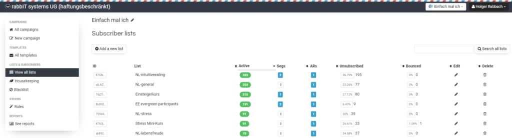 How we switched from Mailchimp to Sendy 2 Sendy interface screenshot